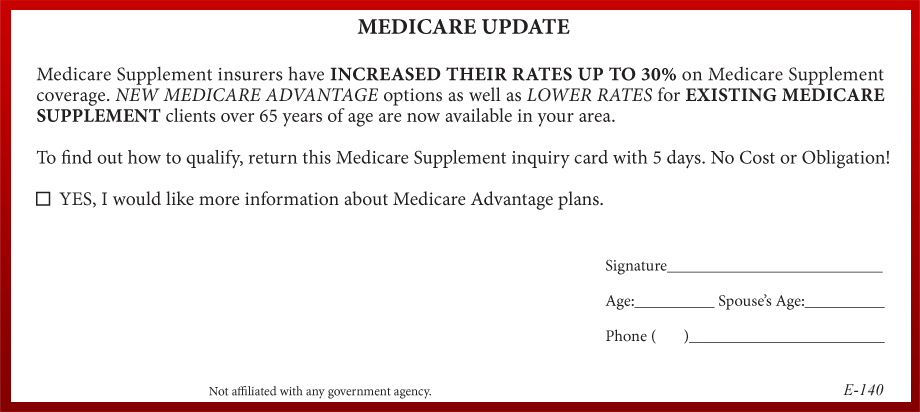 Sample Medicare Supplement Direct Mail Lead