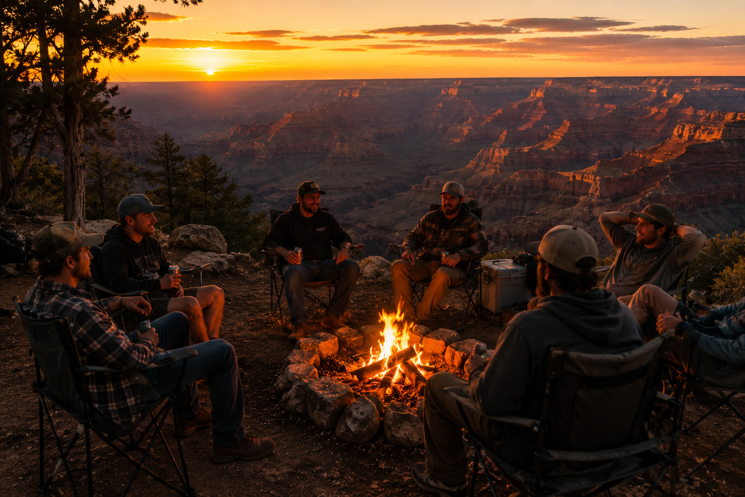 Friends relaxing together in the Grand Canyon