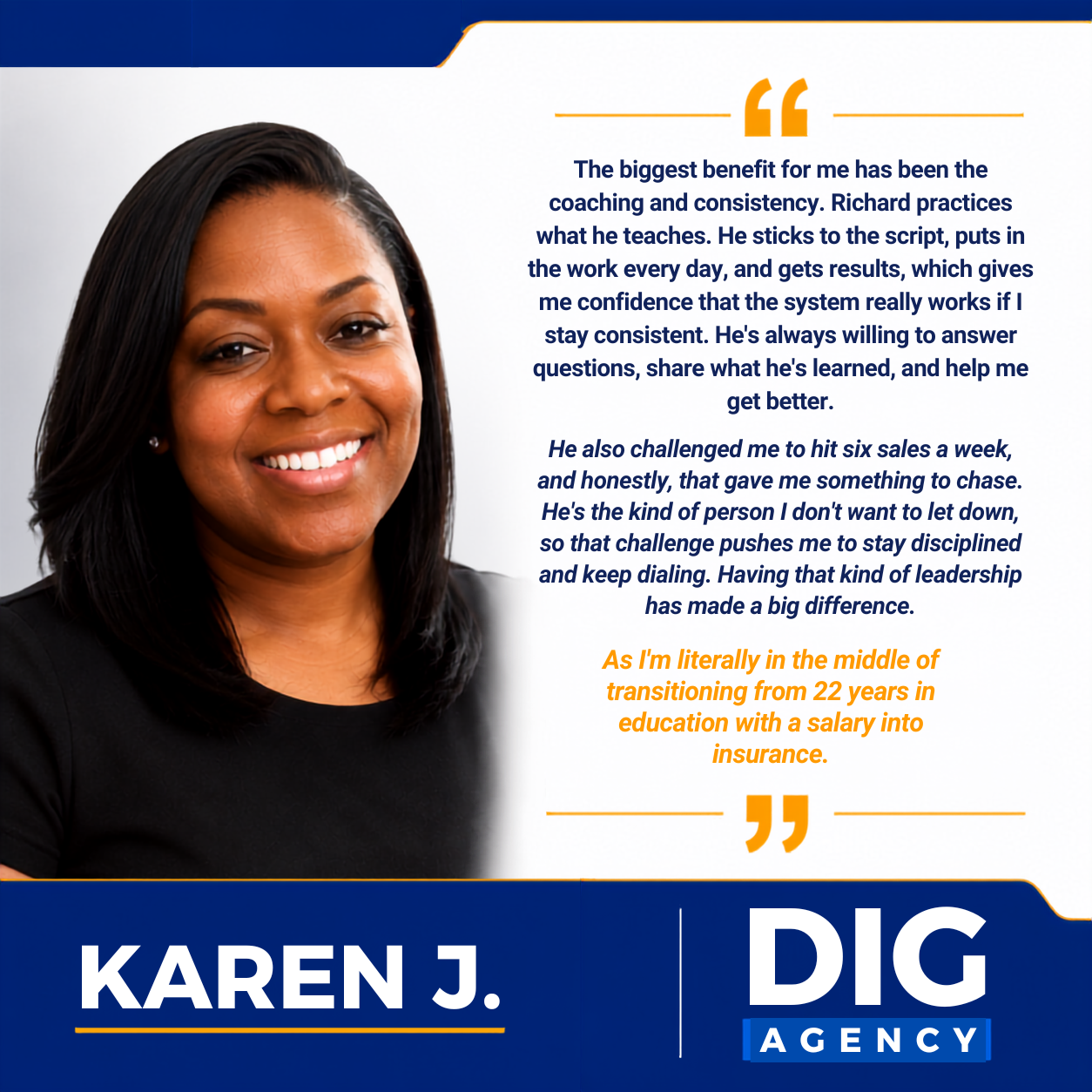 Client testimonial