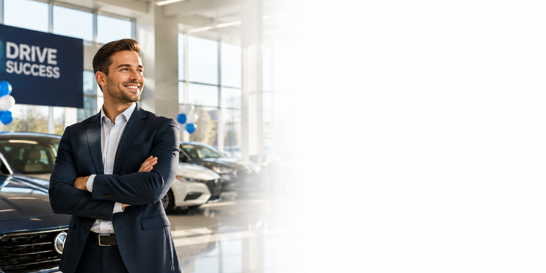 Automotive sales professional on a dealership showroom floor