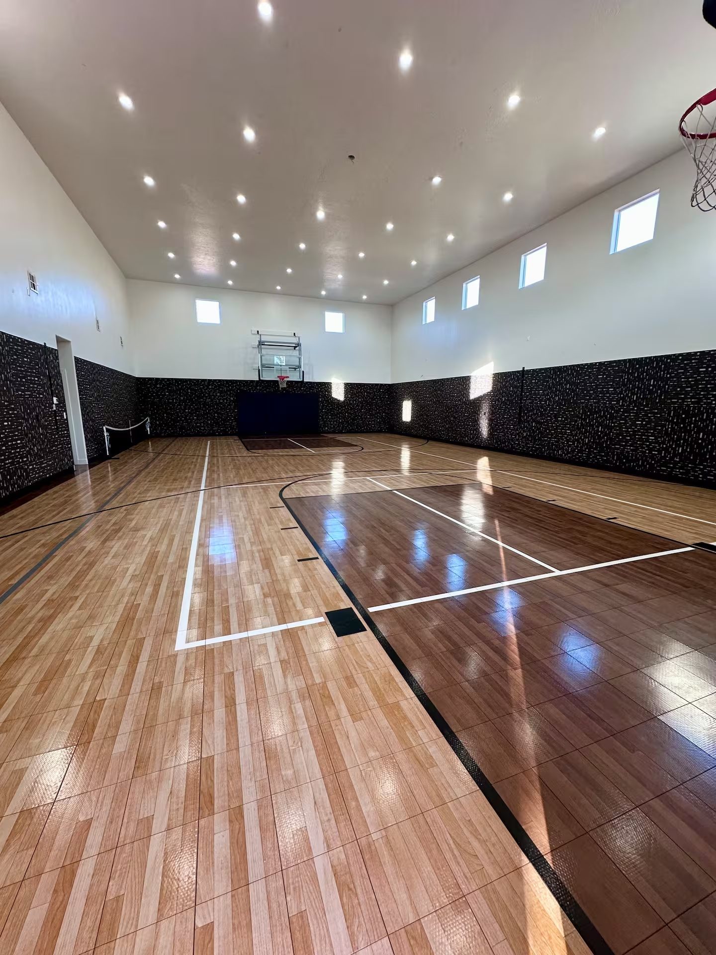 The air-conditioned indoor sports court at the group house
